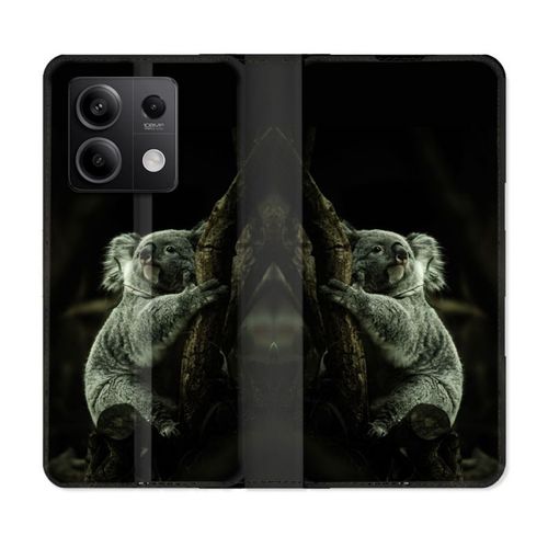 Housse Cuir Portefeuille Pour Xiaomi Redmi Note 13 5g Animal Koala Noir