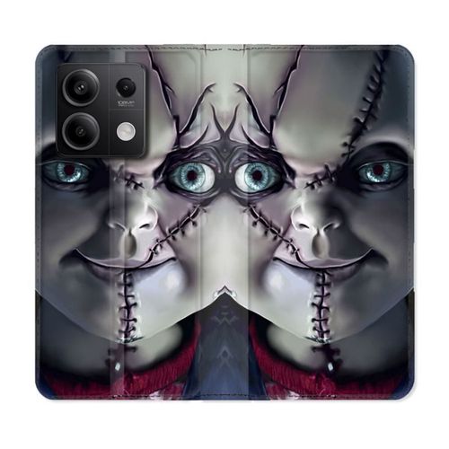 Housse Cuir Portefeuille Pour Xiaomi Redmi Note 13 5g Horreur Chucky Cicatrice