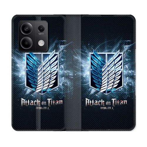 Housse Cuir Portefeuille Pour Xiaomi Redmi Note 13 5g Manga Attaque Titans Noir