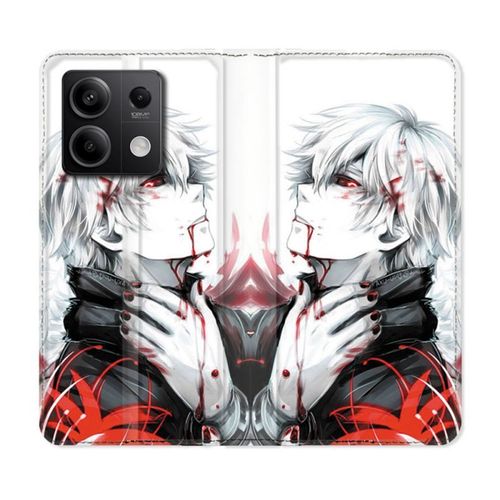 Housse Cuir Portefeuille Pour Xiaomi Redmi Note 13 5g Manga Tokyo Ghoul Kaneki Blanc
