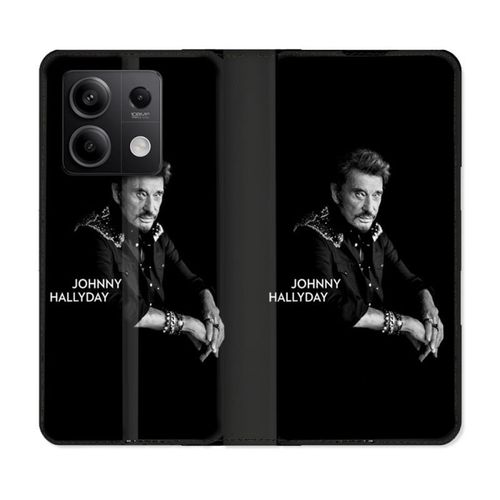 Housse Cuir Portefeuille Pour Xiaomi Redmi Note 13 5g Musique Johnny Hallyday Noir