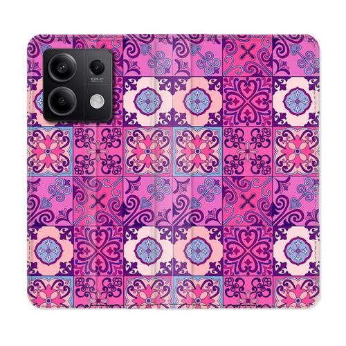 Housse Cuir Portefeuille Pour Xiaomi Redmi Note 13 5g Texture Carreau Ciment Violet