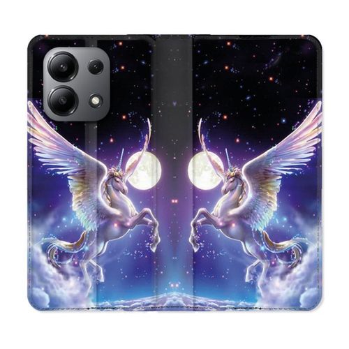 Housse Cuir Portefeuille Pour Xiaomi Redmi Note 13 4g Fantastique Licorne Céleste