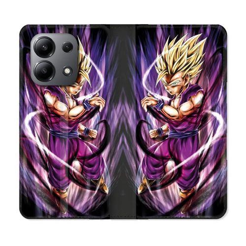 Housse Cuir Portefeuille Pour Xiaomi Redmi Note 13 4g Manga Dragon Ball Sangohan Violet