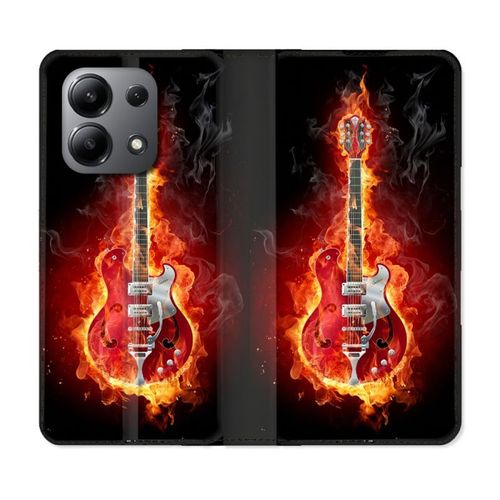 Housse Cuir Portefeuille Pour Xiaomi Redmi Note 13 4g Musique Guitare Electrique