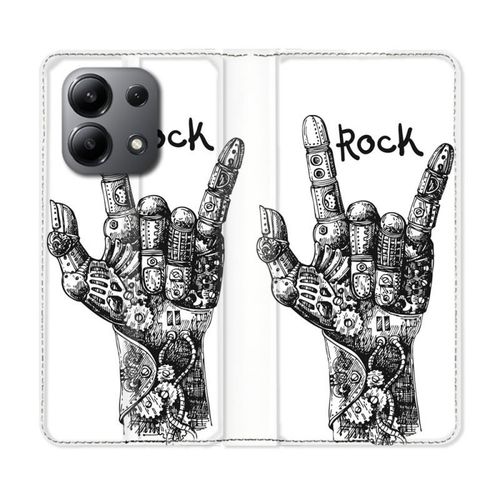 Housse Cuir Portefeuille Pour Xiaomi Redmi Note 13 4g Musique Rock Main