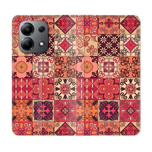 Housse Cuir Portefeuille Pour Xiaomi Redmi Note 13 4g Texture Carreau Ciment Rouge