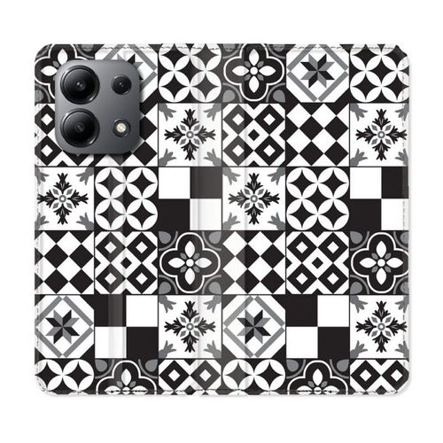 Housse Cuir Portefeuille Pour Xiaomi Redmi Note 13 4g Texture Carreau Ciment Noir