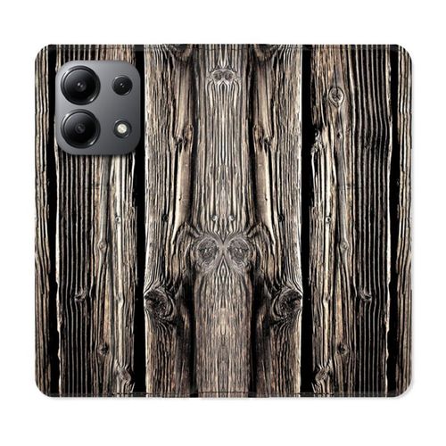 Housse Cuir Portefeuille Pour Xiaomi Redmi Note 13 4g Texture Bois