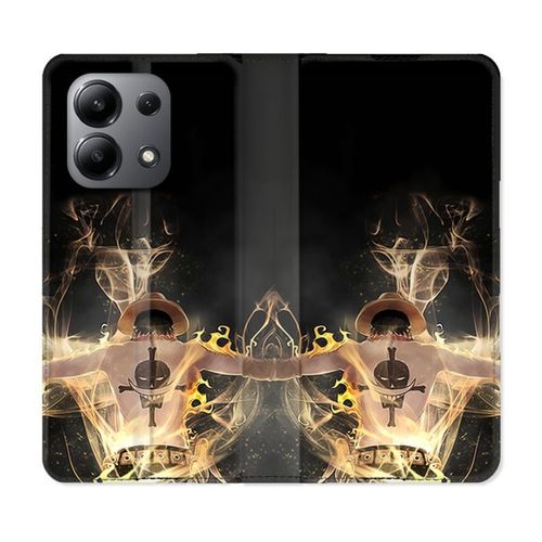Housse Cuir Portefeuille Pour Xiaomi Redmi Note 13 4g Manga One Piece Ace Noir