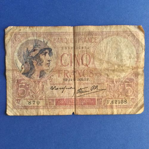 5 Francs Type Violet Modifié 14 Septembre 1939 Fayette 4.8