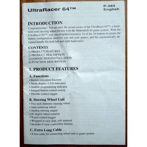 Notice/Livret Ultraracer 64 - Nintendo 64