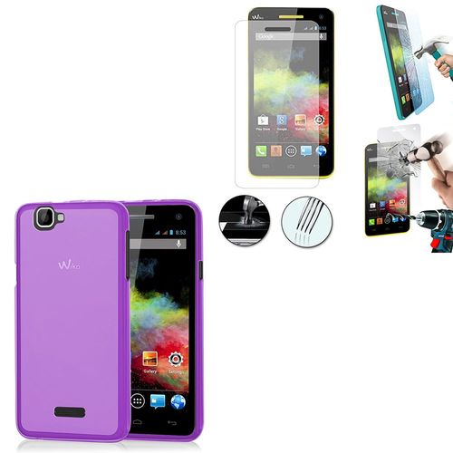Coque Silicone Gel Pour Wiko Rainbow 4g - Violet+ 1 Film Verre Trempé