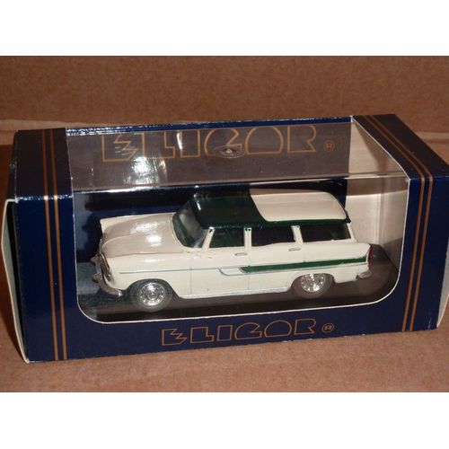 [140] Miniature 1/43ème : Simca Marly - Couleur Blanche, Toit Noir&blanc, Liseré Vert - Marque : Eligor-Eligor-Eligor