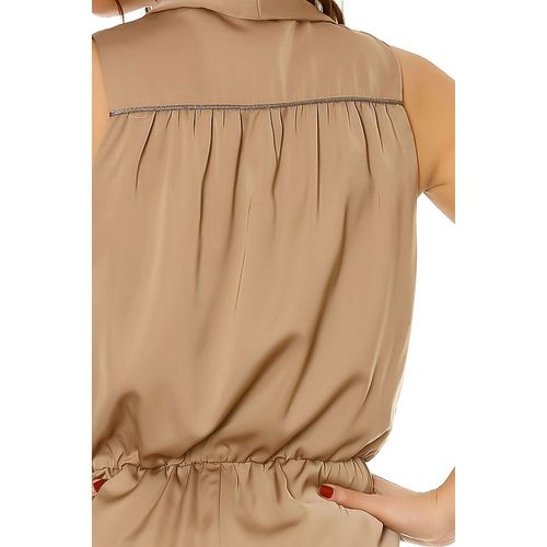 Miss Wear Line - Combinaison Short Taupe À Large Revers
