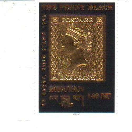 Timbre Du Bouthan / Buthan The Black Penny 22 Carats  / Karat Or / Gold De 1996