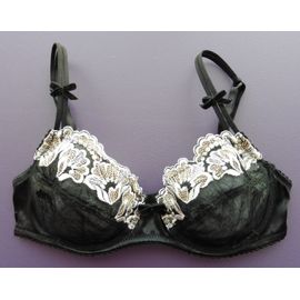 Soutien-Gorge Noir Brodé Et Dentelle. Tex. Taille 85 B 
