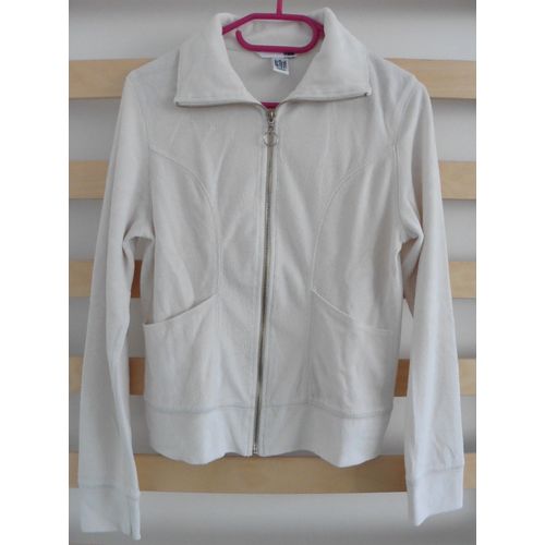 Gilet Velours Blanc Cassé Zippé. H&m. Taille 36/38