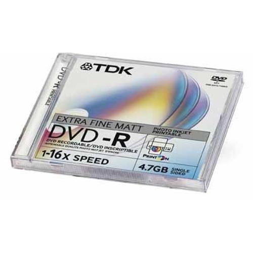 TDK - DVD-R - 4.7 Go 16x - surface imprimable - boîtier CD