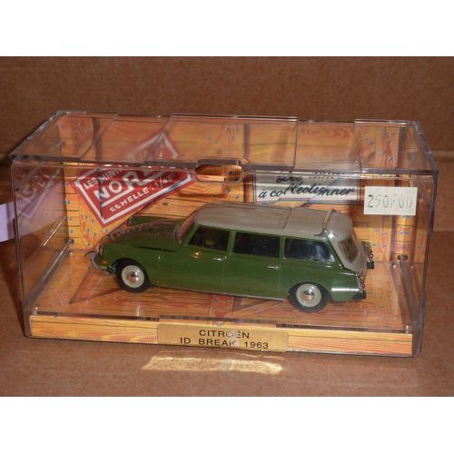 [113] Miniature 1/43ème : Citroën Id19 Break - Couleur Vert Toit Gris - Marque : Norev-Norev