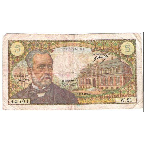 5 Francs Pasteur Type 1966, 1969, Alphabet W. 91