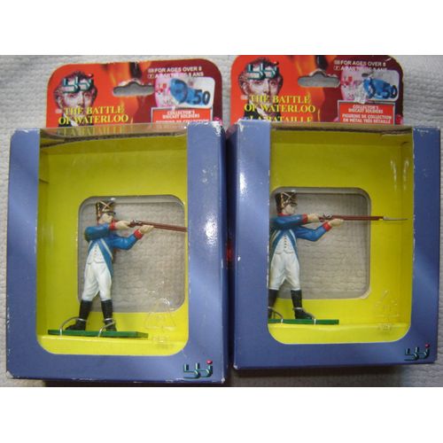Bataille De Waterloo : 2 Soldats Français  60mm Napoleonic En Metal-Bbi