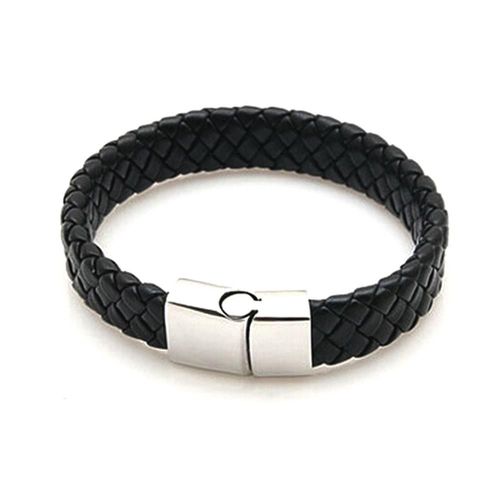 Bracelet Homme En Cuir Tressé Noir