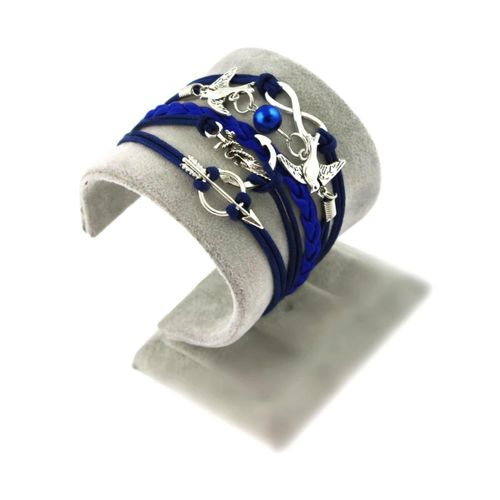 Bracelet Infini Perle Ancre Oiseaux Infinity Bleu