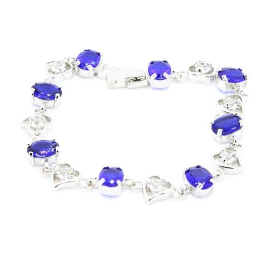 Bracelet Oxyde De Zirconium 8x8 Mm Plaqué Or Blanc 18 K