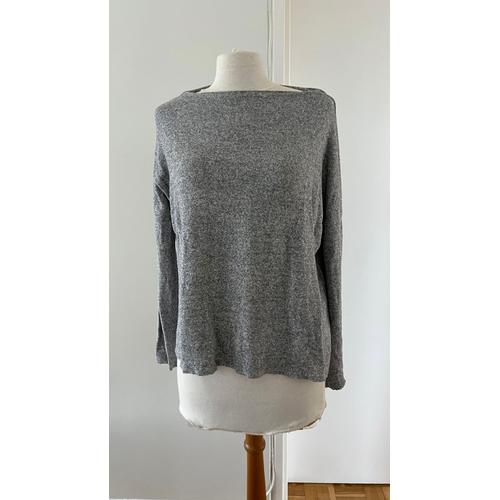 Pull Zara Gris Chiné Manches Longues Col Bateau / Grey Mottled Zara Sweater Long Sleeves Boat Neck