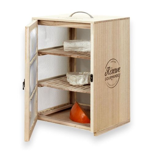 Garde Manger Grillagé en Bois Acier - Meuble de Rangement Colonne pour Fromage, Charcuterie, Saucisson, Fruits et Légumes.