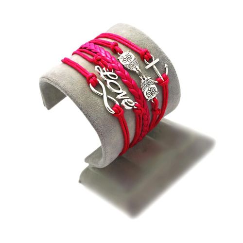 Bracelet Infini Love Chouette Ancre Infinity Rouge