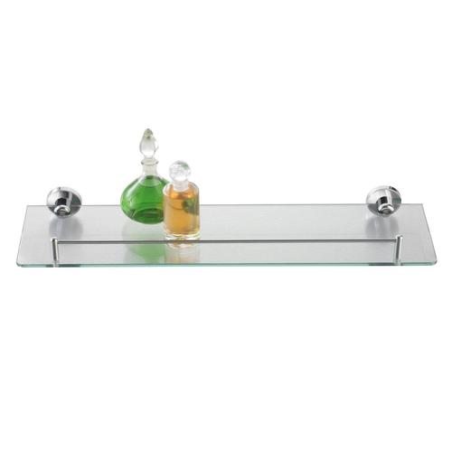 Axxentia Bad 282101 Étagère de douche Chromé Fond en verre et rebord 50 x 14 cm