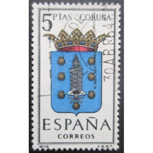 Espagne N°1153 Armoirie De Coruna Oblitéré