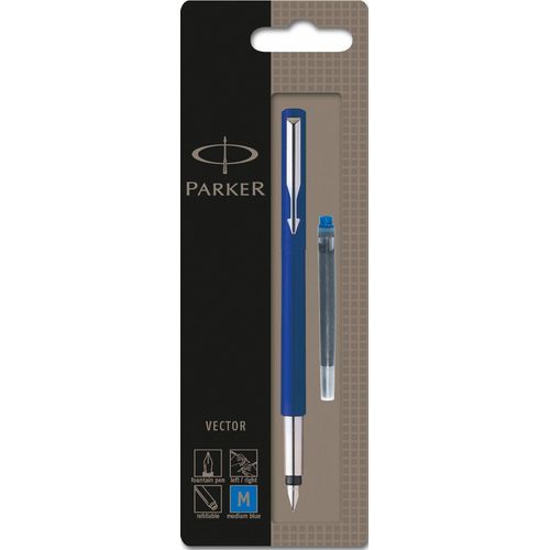 Parker Vector Stylo Plume Pointe Moyenne Bleu - Emballé Sous Blister