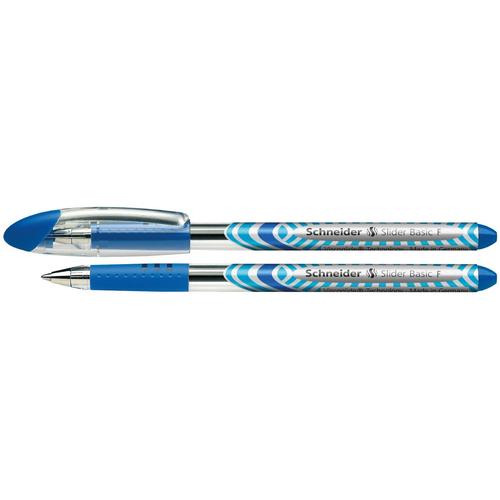 Schneider Slider Basic 151003 Stylo-Bille Non Rétractable Bleu Lot De 10