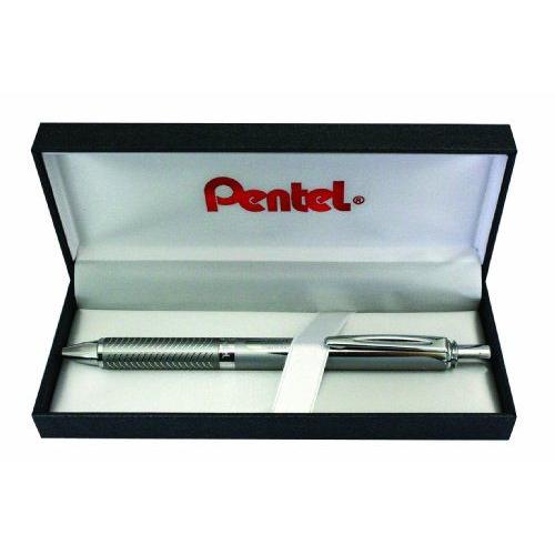 Pentel Bl407p-Box Energel Stylo Roller À Encre Gel En Coffret Argenté/Noir Largeur Du Trait 0,35 Mm Diamètre Bille 0,7 Mm