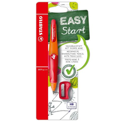 Stabilo-Easyergo 3.15 1 Taille-Crayon Et Mine Hb-&épaisseur-Mine Ergonomique Pour Droitier (Orange/Rouge)
