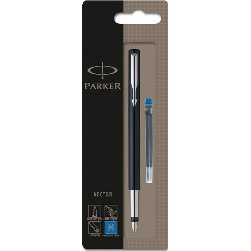 Parker Vector Stylo Plume Pointe Moyenne Noir - Emballé Sous Blister