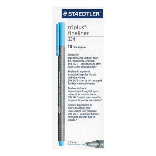 Staedtler 334-34 Triplus Fineliner Feutre D'écriture Bleu Aqua Boîte De 10 (Import Royaume Uni)