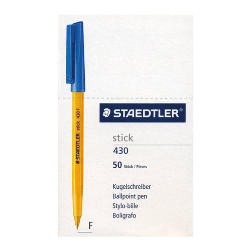 Staedtler 430 F-3cp5 Stick 430 Stylo Bille Pointe Fine Bleu Boîte De 50