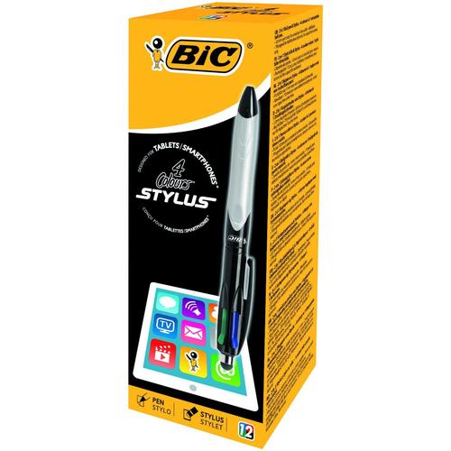 Bic 4 Colours Grip Stylus 926404 Stylo-Bille Rétractable Noir/Bleu/Rouge/Vert