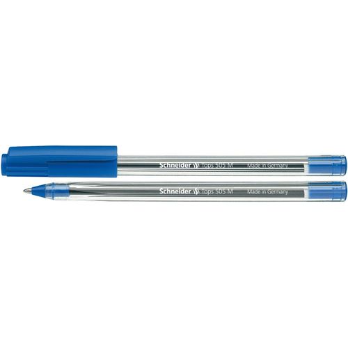 Schneider Tops 505 Stylo Bille Capuchon À Clic/Pointe Acier Inoxydable/M/Bleu Lot De 50