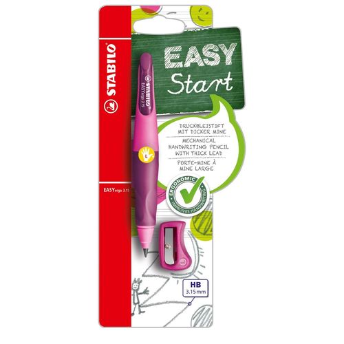 Stabilo-Easyergo 3.15 1 Taille-Crayon Et Mine Hb &épaisseur-Mine Ergonomique Pour Gaucher À Encre Rose/Mauve