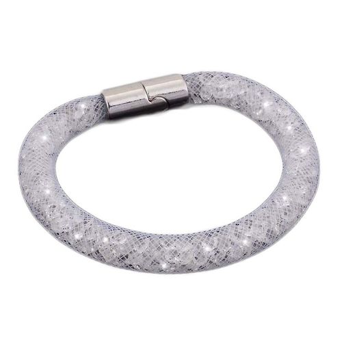 Bracelet Stardust Cristal Strass Brillants Fermoir Magnétique Argenté Blanc