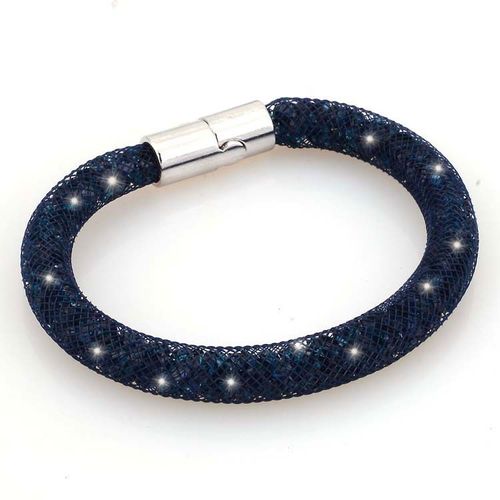Bracelet Stardust Cristal Strass Brillants Fermoir Magnétique Argenté Bleu