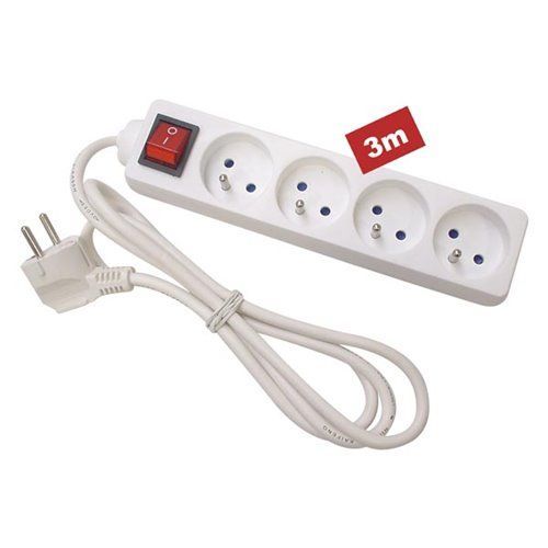 Bloc Multiprise, 4 Prises Avec Interrupteur - Câble De 3 M