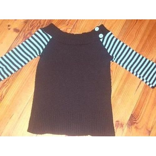 Pull Noir Et Bleu Manches 3/4 Taillle 16ans