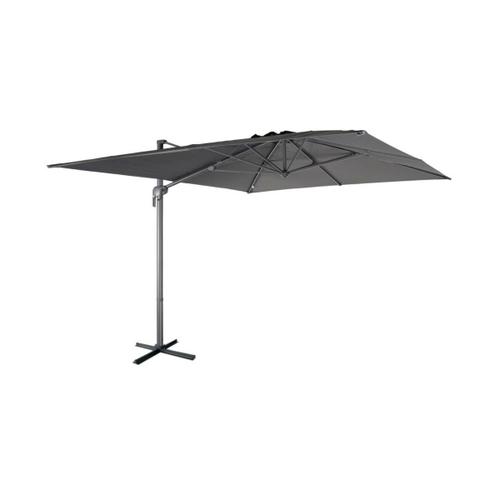 Parasol Déporté Rectangulaire 3x4m – Antibes – Gris – Parasol Déporté, Inclinable, Rabattable Et Rotatif À 360°