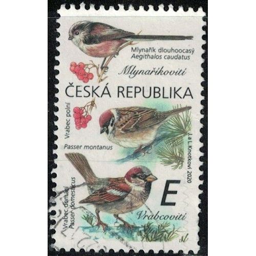 République Tchèque 2020 Oblitéré Used Oiseaux Aegithalidae Et Passeridae Y&t Cz 955 Su
